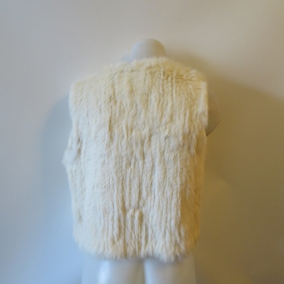 525 AMERICA LUXE BLUSH RABBIT FUR OPEN VEST SZ S - Picture 5 of 8